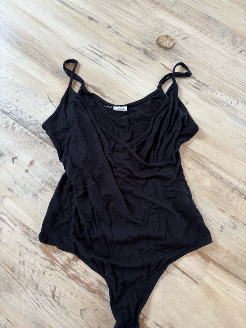 Garage Black Sleeveless Bodysuit with Adjustable Straps